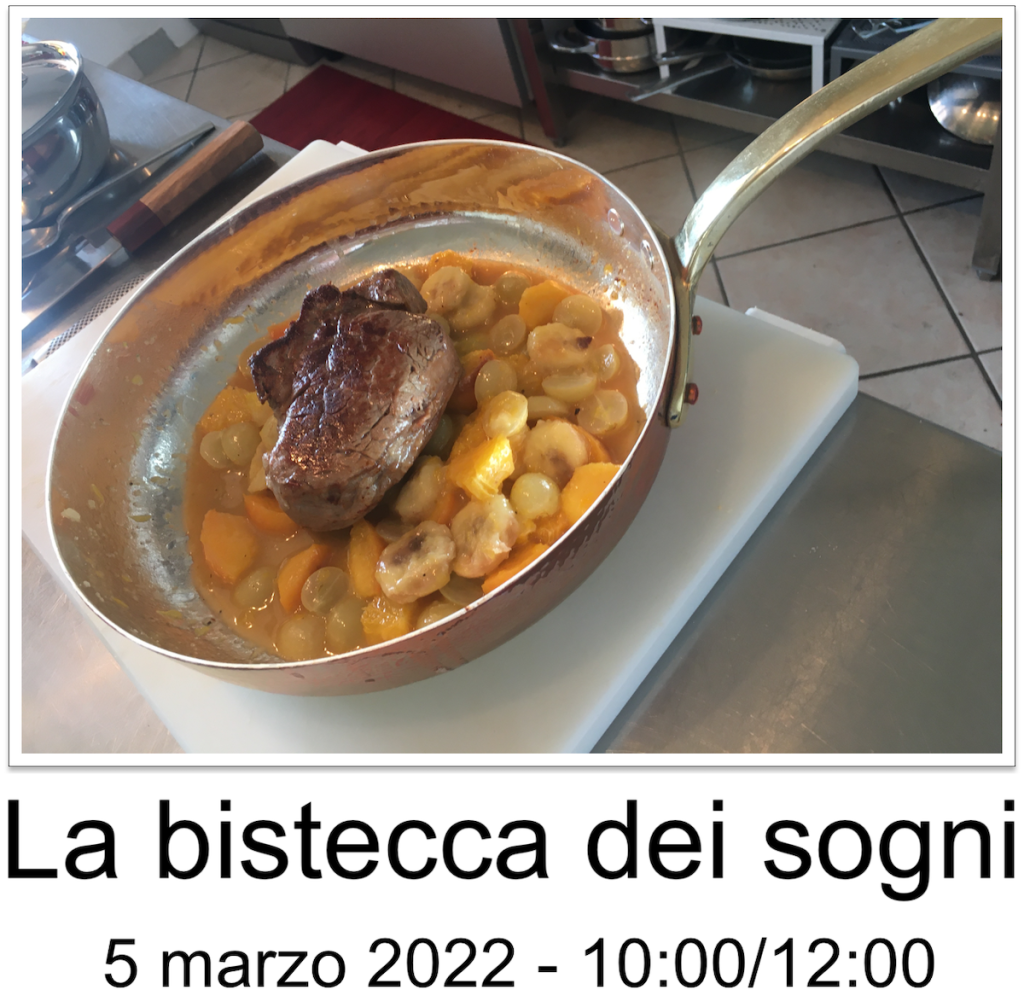 La copertina grafica del mio corso di cucina dedicato alla bistecca dei sogni.