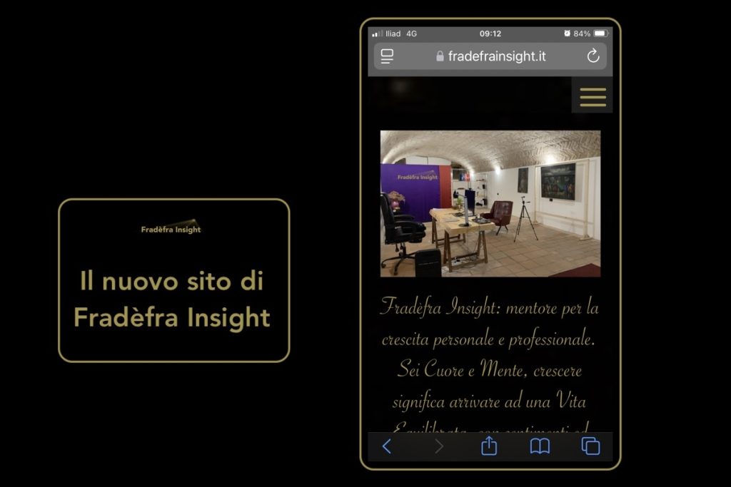 La home del mio sito di Fradèfra Insight, lo studio che si occupa di consulenza per la crescita personale e professionale.